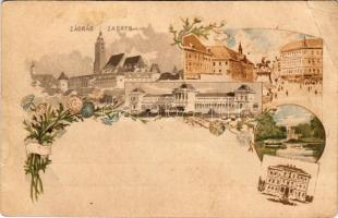 Zagreb, Zágráb; Ezredéves Országos Kiállítás barna 2Kr. Ga. / Hungarian Millennium Exhibition issue. Art Nouveau, floral, litho (EB)