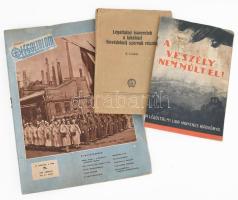 cca 1942-1960 3 db légoltalmi kiadvány: A veszély nem múlt el! A Légoltalmi Liga ingyenes kiadványa + Légoltalmi ismeretek a lakóházi (önvédelmi) szervek részére + Magyar Légoltalom II. évf. 4. száma. Változó, nagyrészt foltos, sérült állapotban.