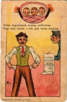 1900 Fizetési meghagyás, tartásdíj 3 gyermek után, humoros képeslap. Eigenthum &amp; L.S.W. kiadása / Payment request upon children, humour (fa)