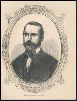 cca 1860-1865 Beleházai ifjabb Bartal György (1820-1875) politikus, földművelési- ipar- és kereskedelmi miniszter portréja, fametszet, jelzés nélkül, 20,5x15,5 cm