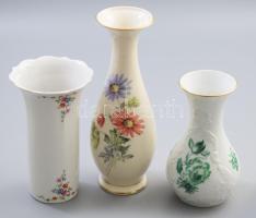 3 darab német virágmintás váza, közte Royal, jelzett, m: 16-23 cm