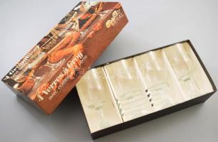 4 személyes kristály grog pohár kavaróval, hibátlan, eredeti dobozában, m: 13 cm