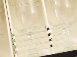 4 személyes kristály grog pohár kavaróval, hibátlan, eredeti dobozában, m: 13 cm