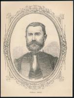 cca 1860-1865 Suhaj Imre (Mirko Suhaj (1822-1889)) politikus, egyetemi tanár, a horvát szábor tagja és elnökének (1868-1869) portréja, fametszet, jelzés nélkül, 20,5x15,5 cm