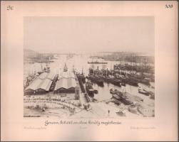 cca 1900 Genova, olasz hadihajók / Az olasz király megérkezése két oldalas kartonon két jelzett fotó...