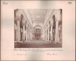 cca 1900 Chile Santiago, Recolecta templom / Valparaiso, Női szépségek két oldalas kartonon két jelzett fotó. magyar utazó által feliratozva 37x31 cm  ca 1890 Chile Santiago, Recolecta church / Valparaiso, female beauties, two marked photos on double-sided cardboard. inscribed by a Hungarian traveler 37x31 cm