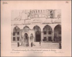 cca 1900 Konstantinápoly Dinnyés kofa / Az Ahmed mecset kétoldalas fotó kartonon Sébah &amp; Joa...