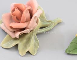 5 db porcelán rózsa, közte Ens és Aquincum, változó méretben és állapotban, kisebb hibákkal