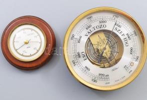 2 db Fischer barométer, az egyiken kopásokkal, d: 9,5 - 13,5 cm