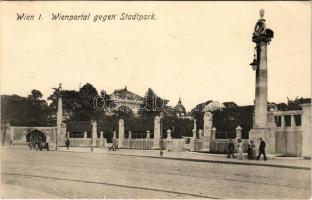 1921 Wien, Vienna, Bécs I. Wienportal gegen Stadtpark / automobile (EK)