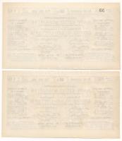 Kaposvár 1872. "Nagy Ezüst-Sorsjáték" 50kr értékű sorsjegy (2x) sorszámkövetők "53 14...