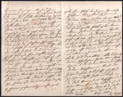 cca 1876 Blau (Lajos vagy Sándor?) 2 db levele Gábor Kornélnak, három és négy beírt oldal német nyel...