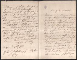 cca 1876 Blau (Lajos vagy Sándor?) 2 db levele Gábor Kornélnak, három és négy beírt oldal német nyel...