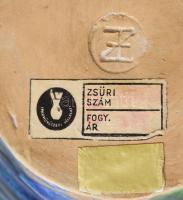 Zákány Eszter (1943-2006): Kígyóval harcoló szárnyas alak. Mázas kerámia falitál, jelzett, Iparművés...