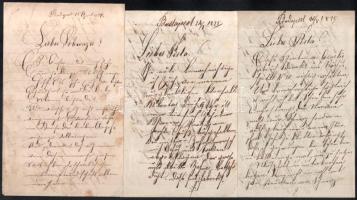 cca 1875 Budapest, Blau Sándor (kadét?) 3 db levele sógorának, össz. 12 beírt oldal német nyelven
