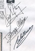 Neil Armstrong (1930-2012), Michael Collins (1930- ), Buzz Aldrin (1930- ) amerikai űrhajósok aláírá...