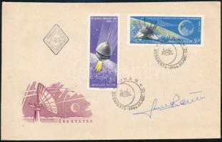 1980 Farkas Bertalan (1949-) űrhajós aláírása Űrkutatás FDC-n / 1980 Astronaut Bertalan Farkas (1949-) signature on Space exploration FDC