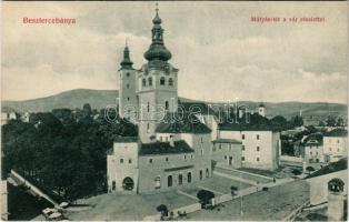 Besztercebánya, Banská Bystrica; Mátyás tér a várral, templom, piac. Machold F. kiadása / square, castle, church, market
