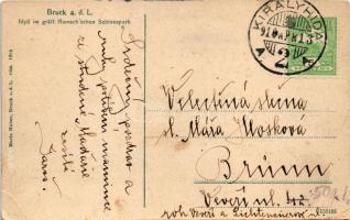 1910 Lajtabruck, Bruck an der Leitha; Idyll im gräftl. Harrach'schen Schlosspark (EK)