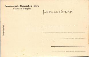 Nagyszeben, Hermannstadt, Sibiu; Erlenpark cukrászda kerthelyisége. Czelnai felvétele / Conditorei /...