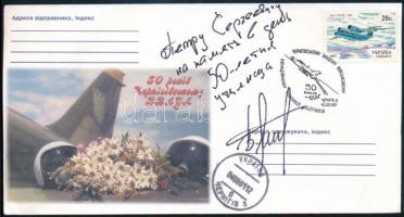 German Tyitov (1935-2000) szovjet űrhajós dedikációja és aláírása emlékborítékon  / Signature and dedication of German Titov (1935-2000) Soviet astronaut on cover
