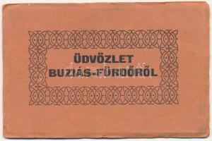 Buziás-fürdő, Baile Buzias; Nem képeslapos leporello füzet 12 képpel: Aczél fürdő, József és Mihály forrás, Park szálloda, Trefort szobor / non-postcard leporello booklet with 12 images