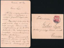 1898 Temesvár, Gábor Dezső levele bátyjához, Gábor Lajos verseci dohánynagytőzsdésnek, vizsgái ügyében, eredeti borítékban, magyar nyelven