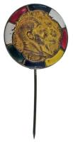 Osztrák-Magyar Monarchia 1915. Aranyozott, zománcozott fém patrióta kitűző, Ferenc József és II. Vilmos arcképével (25mm) T:XF Austro-Hungarian Monarchy 1915. Gold plated enamelled metal patriotic pin, with the portrait of Franz Joseph and Wilhelm II (25mm) C:XF