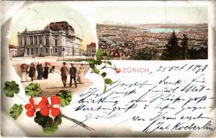 1898 (Vorläufer) Zürich, Theater / theatre. Art Nouveau, floral (EK)