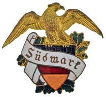 Ausztria ~1900. "Südmark" a Südmark Egyesület zománcozott, címeres jelvénye (38x43mm) T:AU Austria ~1900. "Südmark" partially enamelled badge of the Südmar Society (38x43mm) C:AU