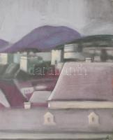 Hamza Tibor (1908-1967 v. 1972?): Eger, panoráma, háttérben a várral. Olaj, karton, jelezve jobbra l...