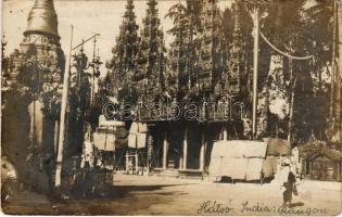 1918 Yangon, Rangoon; Shwedagon Pagoda. F.W. Schrinner 1917. + "K.u.k. Marinefeldpostamt" / Első világháborús osztrák-magyar haditengerészeti lap Burmából (fl)