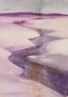 Hamza Tibor (1908-1967 v. 1972?): Rózsaszín-lila táj, 1951. Vegyes technika, karton, jelezve jobbra ...