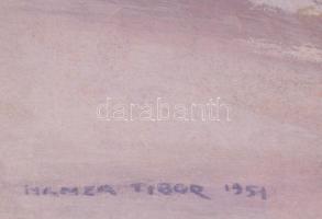 Hamza Tibor (1908-1967 v. 1972?): Rózsaszín-lila táj, 1951. Vegyes technika, karton, jelezve jobbra ...