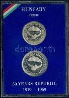 1969. 50Ft Ag + 100Ft Ag "Tanácsköztársaság" pár T:PP Csak 3000db! Eredeti tokban!