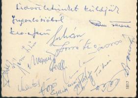 1973 Az FTC labdarúgó csapatának tagjai által aláírt képeslap Jugoszláviából Selenka, Juhász Páncsic...