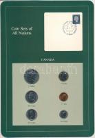Kanada 1985-1986. 1c-1D (6xklf), "Coin Sets of All Nations" forgalmi szett felbélyegzett kartonlapon T:UNC,AU Canada 1985-1986. 1 Cent - 1 Dollar (6xdiff) "Coin Sets of All Nations" coin set on cardboard with stamp C:UNC,AU