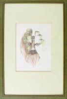 Bart (?) jelzéssel, XX. sz.vége/XXI sz. eleje: Arc. Vegyes technika, papír, üvegezett fakeretben, 23...