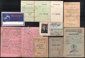 ca 1930-1950 5 db igazolvány, és néhány kézzel írt lap