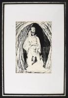 Bart (?) jelzéssel, XX. sz.vége/XXI sz. eleje: Az áldás barlangja. Tus, papír, üvegezett fakeretben,...