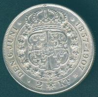 Svédország 1907. 2K Ag "II. Oszkár és Szófia királyné aranylakodalma" T2/3+