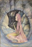 Bart (?) jelzéssel, XX. sz.vége/XXI sz. eleje: Meditáció. Vegyes technika, papír, üvegezett fakeretben, 29×20 cm