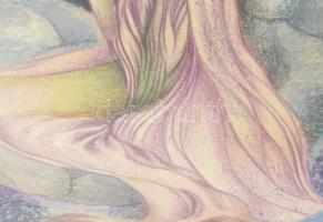 Bart (?) jelzéssel, XX. sz.vége/XXI sz. eleje: Meditáció. Vegyes technika, papír, üvegezett fakeretb...