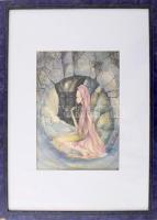 Bart (?) jelzéssel, XX. sz.vége/XXI sz. eleje: Meditáció. Vegyes technika, papír, üvegezett fakeretb...