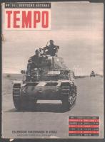 1941 Tempo Nr. 16 - Deutsche Ausgabe, II. világháborús újság egy száma, háborús és egyéb írásokkal, képekkel, német és olasz nyelven. Kiadói tűzött papírkötés, sérült borítóval.
