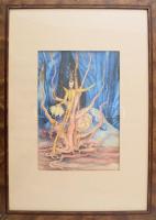 Bart (?) jelzéssel, XX. sz.vége/XXI sz. eleje: Adventicous. Vegyes technika, papír, üvegezett fakere...