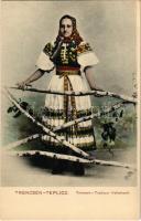 Trencsénteplic, Trencianske Teplice; Volkstracht. Hermann Seibt (Meissen) / népviseletbe öltözött asszony / woman in Slovakian folk costume