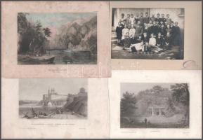 Vegyes nyomtatványok és fotók: litográfia, meghívók, régi reklám nyomtatványok