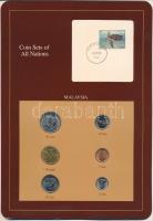 Malajzia 1990. 1s - 50s (5xklf), "Coin Sets of All Nations" forgalmi szett felbélyegzett kartonlapon T:UNC patina Malaysia 1990. 1 Sen - 50 Sen (5xdiff) "Coin Sets of All Nations" coin set on cardboard with stamp C:UNC patina