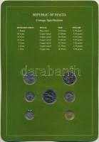 Málta 1982. 1c - 1P (7xklf), "Coin Sets of All Nations" forgalmi szett felbélyegzett karto...
